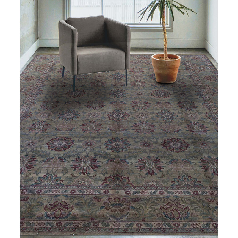 Tapis crème et crème noué à la main de haute qualité