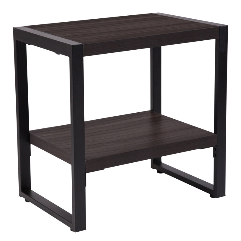 Wood Grain Finish End Table with Metal Frame