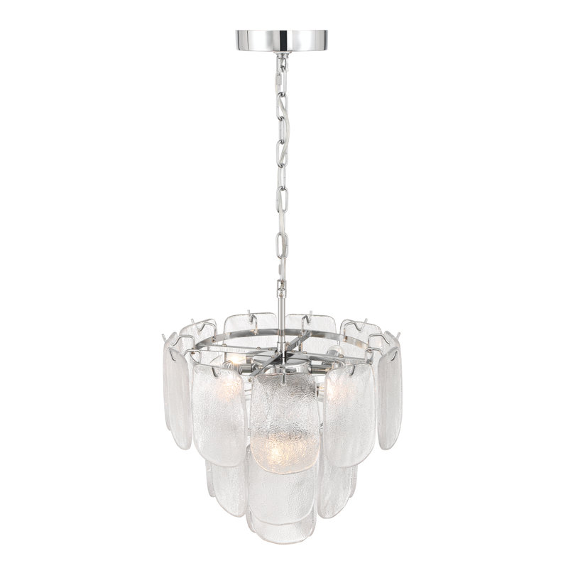 Luminaire suspendu 5 lumières Bianca - Cristalline avec verres de type Piastra Bianca, Cristallin