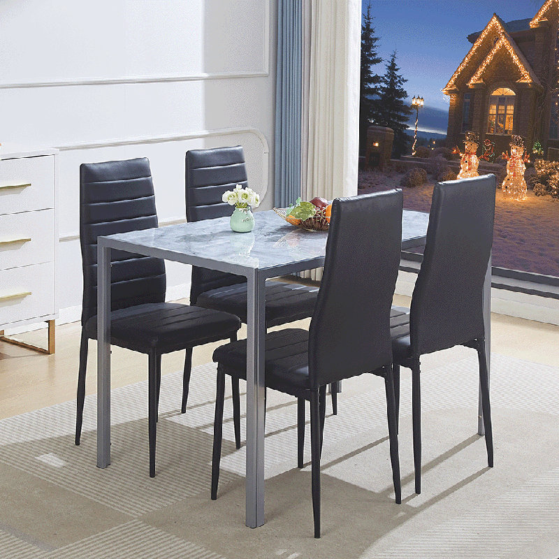 4 - Person Dining Set, Black, Grey