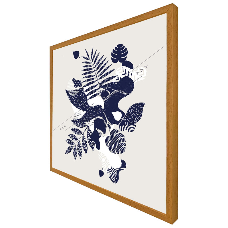 Encinitas Decorative Leaf Prints - Single Picture Frame Print, 31cm H x 31cm W x 4cm D, Oak Framed
