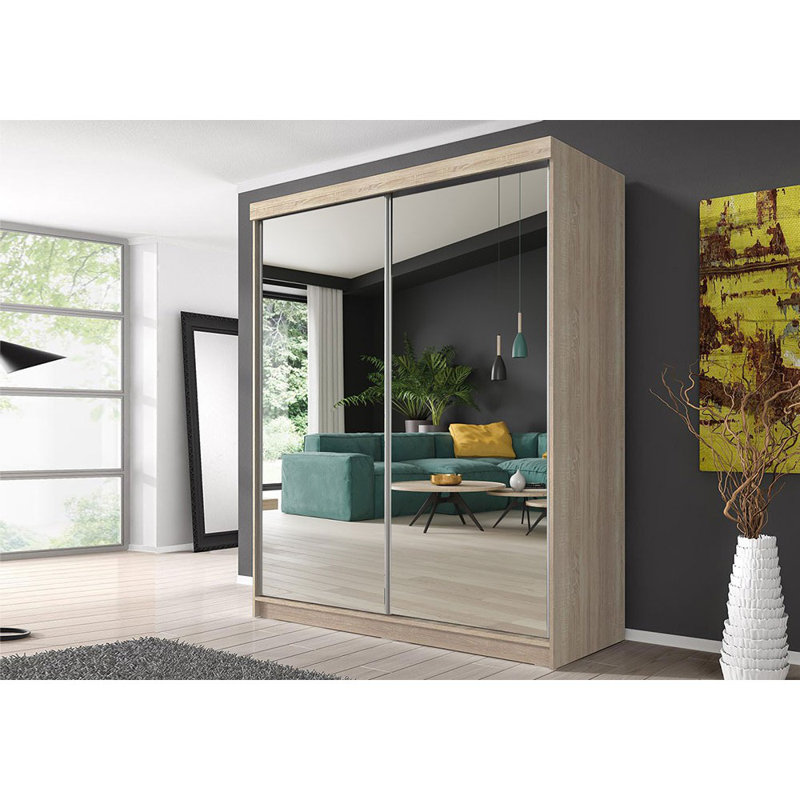 Vahrij 2 Door Wardrobe, Oak , 218cm H x 203cm W x 61cm D