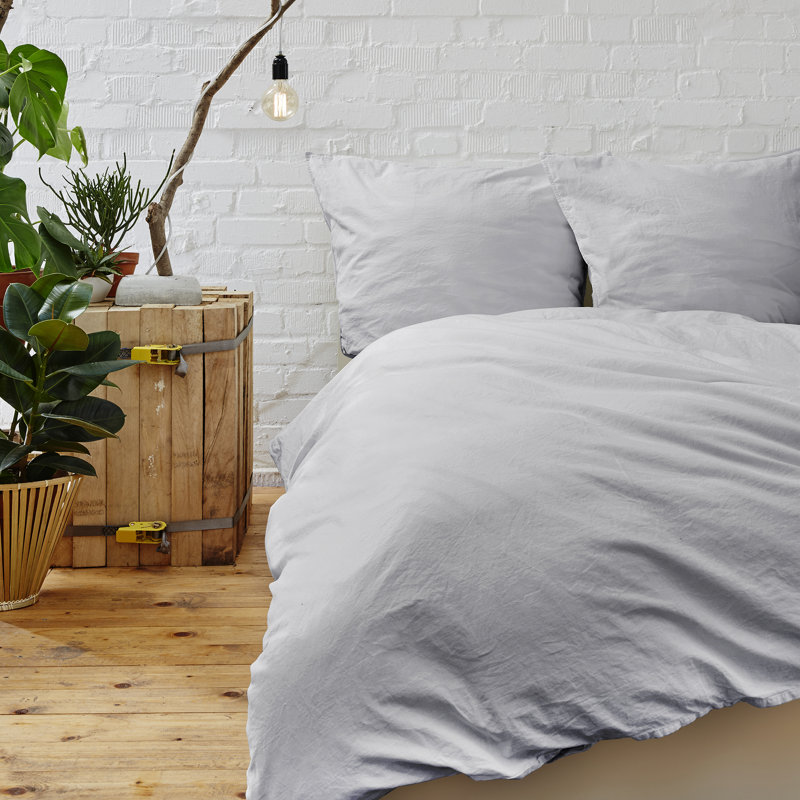 Flatweave Duvet Cover, King Comforter + 2 King Shams, Silver