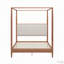 Lit plateforme à baldaquin en bois massif avec tête de lit capitonnée en tissu bouclé et sommier à lattes intégré-1312331261-1312331263