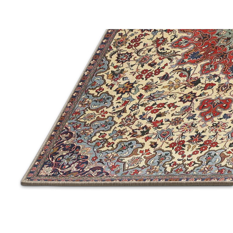 Tapis beige/rouge traditionnel, Rectangle 2 pi x 4 pi
