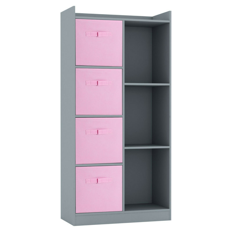 Samee 128 cm H x 62.5 cm W Cube Bookcase, Grey/Light Pink