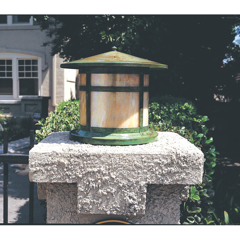Bronze 16" Craftsman Column Mount Light with Clear Seedy Glass
