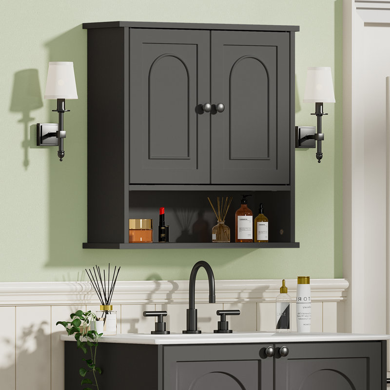 Armoire de salle de bain murale blanche, Noir