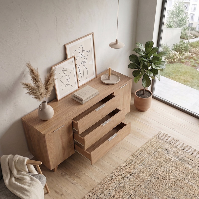 Arriaga 160cm 3 Drawer Sideboard, Montana Oak