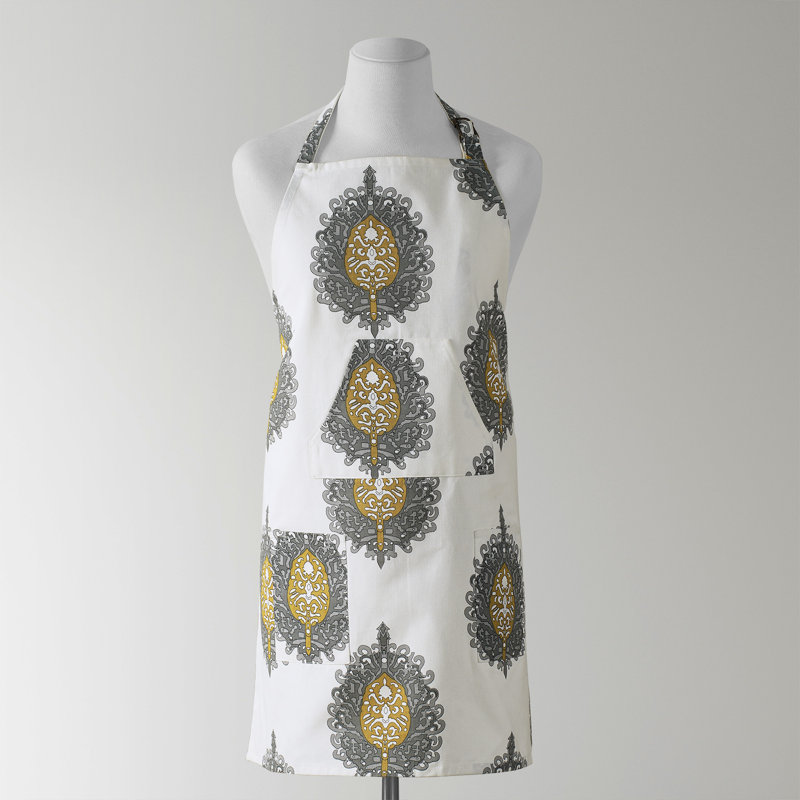 Tablier de cuisine en coton imprimé avec poches réglable, Or maya