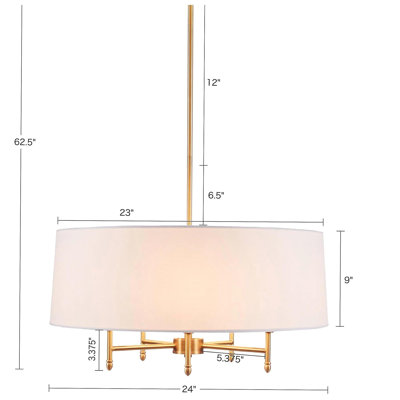 Plafonnier 5 lumières cylindrique avec abat-jour blanc