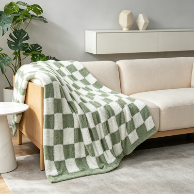 Cozy Soft Microfiber Blanket For Couch, Bedroom, And Living Room, Lightweight Warm Plush Blanket, Checkerboard Design