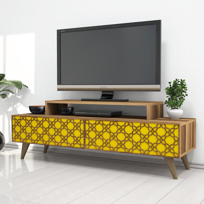 Elick Unfinished TV Stand for TVs up to 55", Yellow