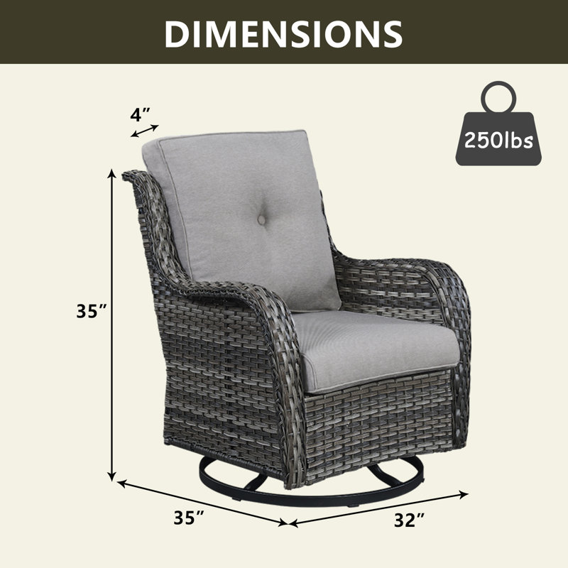 Chaise de patio avec coussins Tonry, Bleu marine, gris