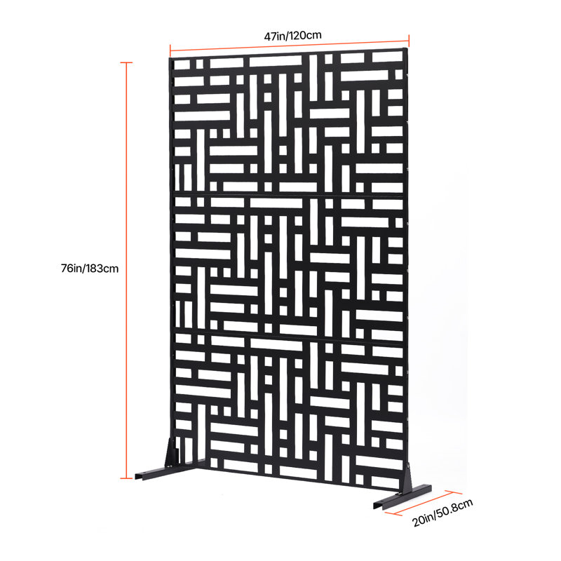 Paravents et panneaux d'intimité en métal pour patio, H 76 po x l 47 po x P 20 po, Noir, noir, noir, noir