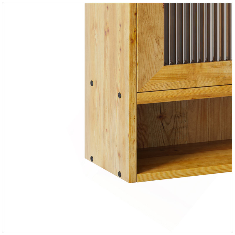 Armoire coulissante 35,4 "à 2 portes avec trois niveaux d'espace de rangement, convenant aux salles de bain, cuisines, salles à manger, naturel