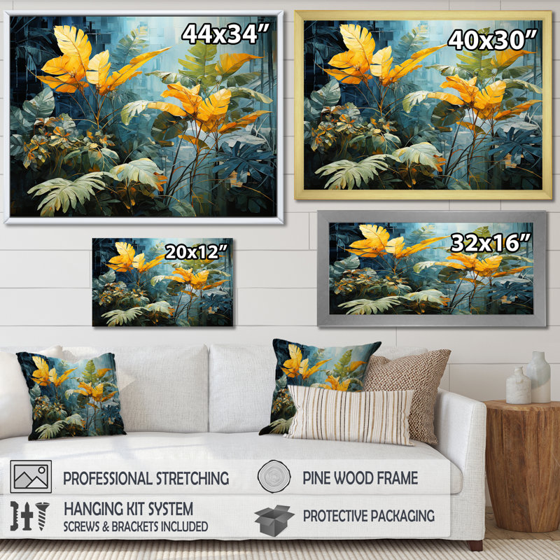 Sons de la jungle II sur toile, Toile tendue, H 34 po x l 44 po x P 1,5 po