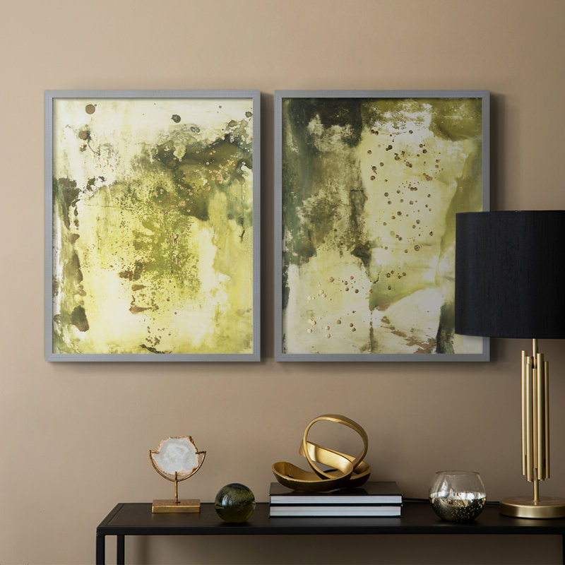 Impression encadrée Canyon Diptych I-Premium - prête à être accrochée - aucun clou requis - aucun clou requis, Vert