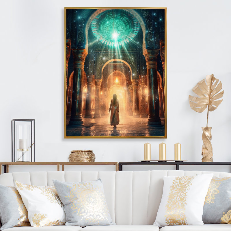 Ancienne révélation d'Atlantis, mystère de la lumière - impression, H 32 po x l 24 po x P 1 po, Cadre flottant doré