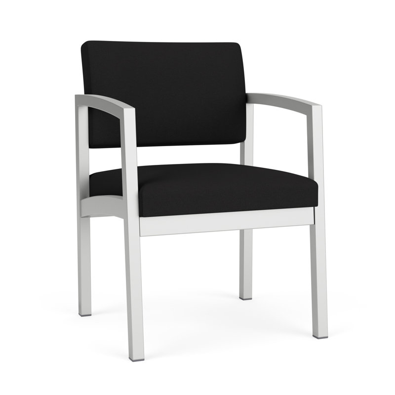 Chaise en acier Lenox, Argent argent, Noir Visite Libre - tissu uni