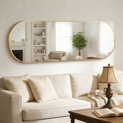 Miroir mural ovale en métal