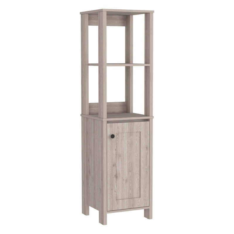 Armoire à linge St. Clair, deux tablettes intérieures, deux tablettes ouvertes, une porte, Gris