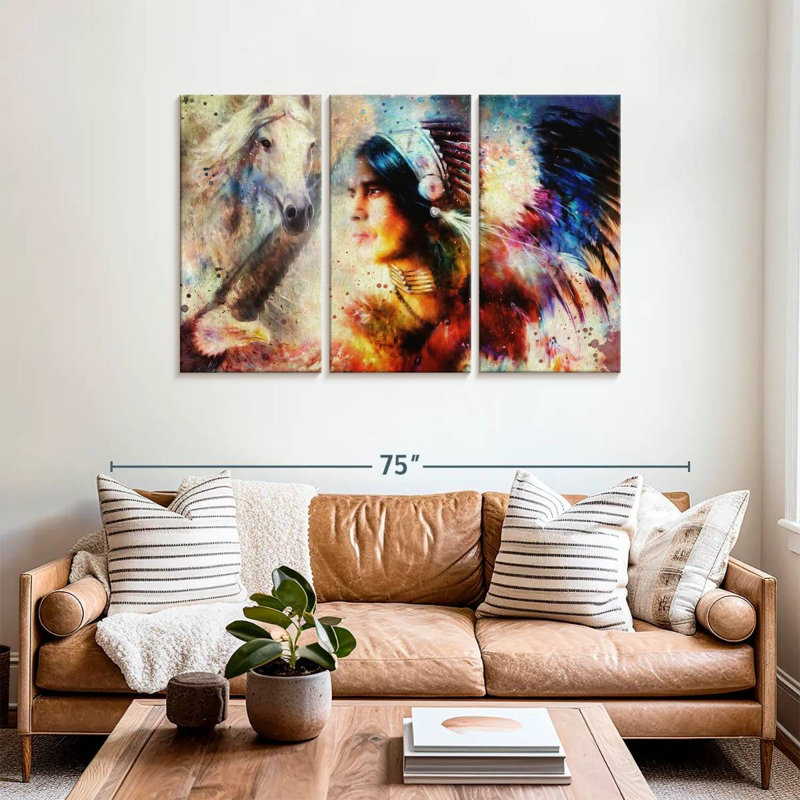Lelar American Indian Warrior, 36" H x 57" W