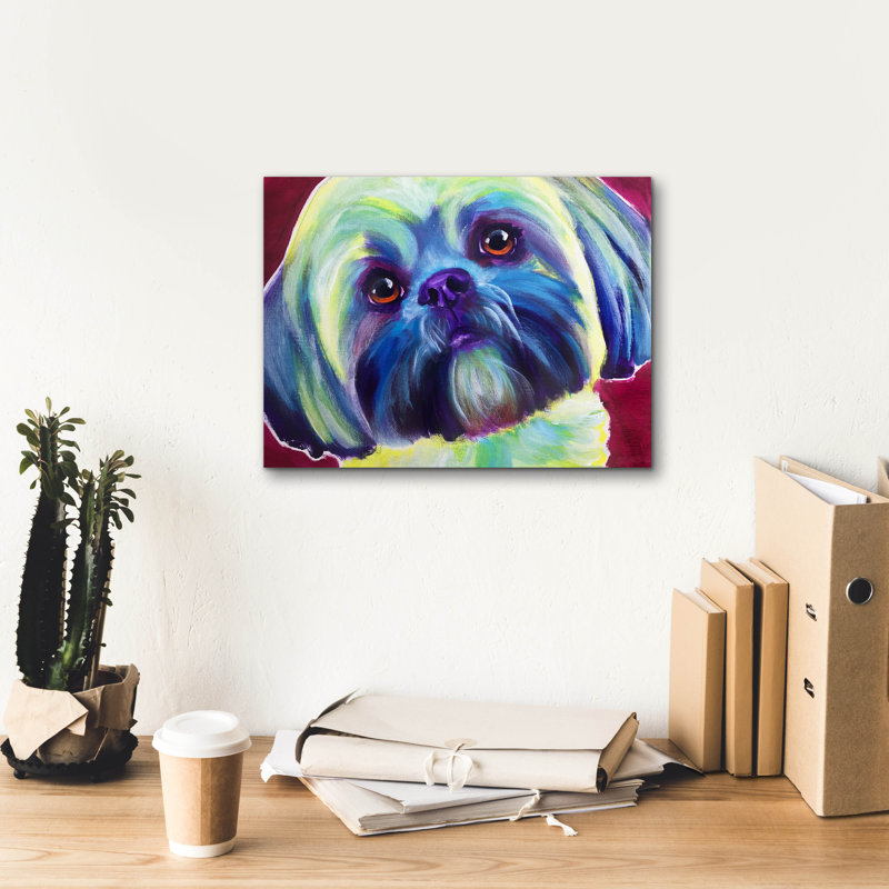 "Lhasa Apso - Sadie" par Dawg Painter, H 12 po x l 16 po x P 0,75 po