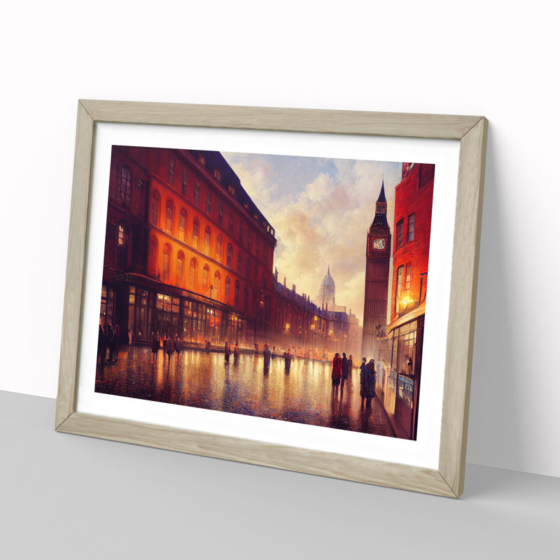 London City 1 Piece Single Picture Frame Painting, 34cm H x 46cm W x 2cm D, Oak