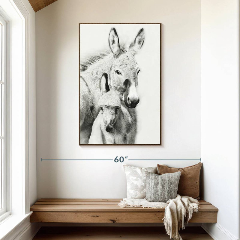 Portrait d'âne II, Cadre flottant noyer, 31 po x 46 po