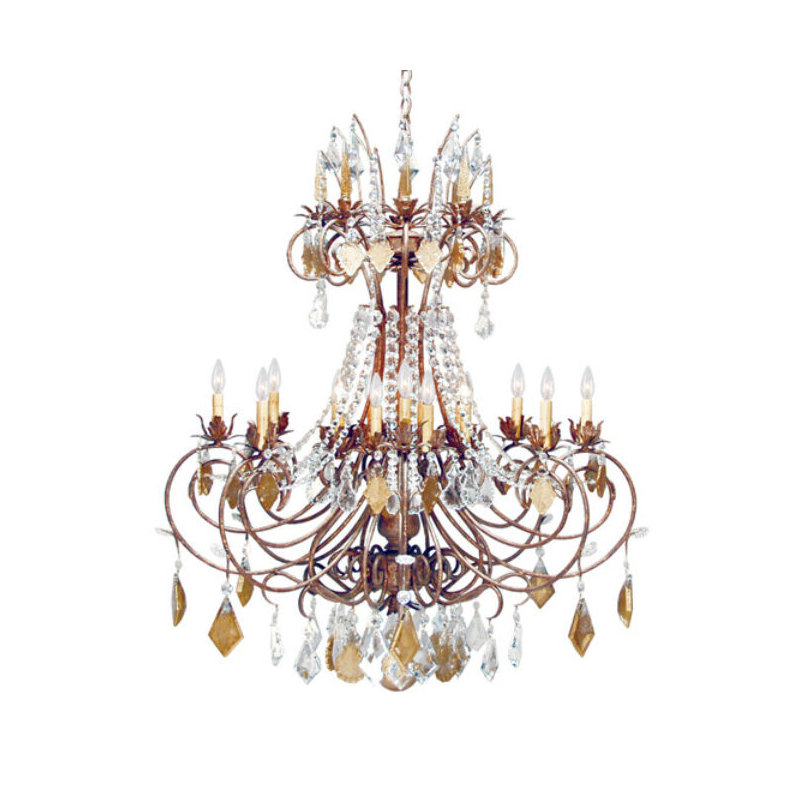 Minuet 16 - Light Chandelier, No Shade, Cortez Gold