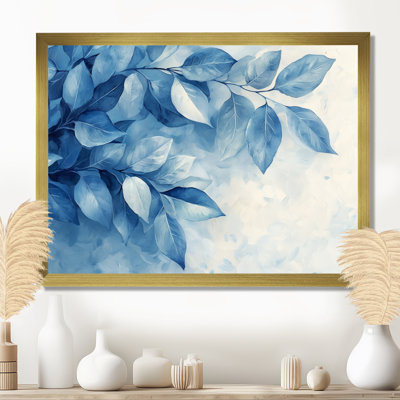 «Soft Leaves In Hazy Blues Watercolor II», art mural sur toile Plants
