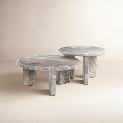 Bryce Nesting Coffee Table-Creamy Taupe Marble Solid
