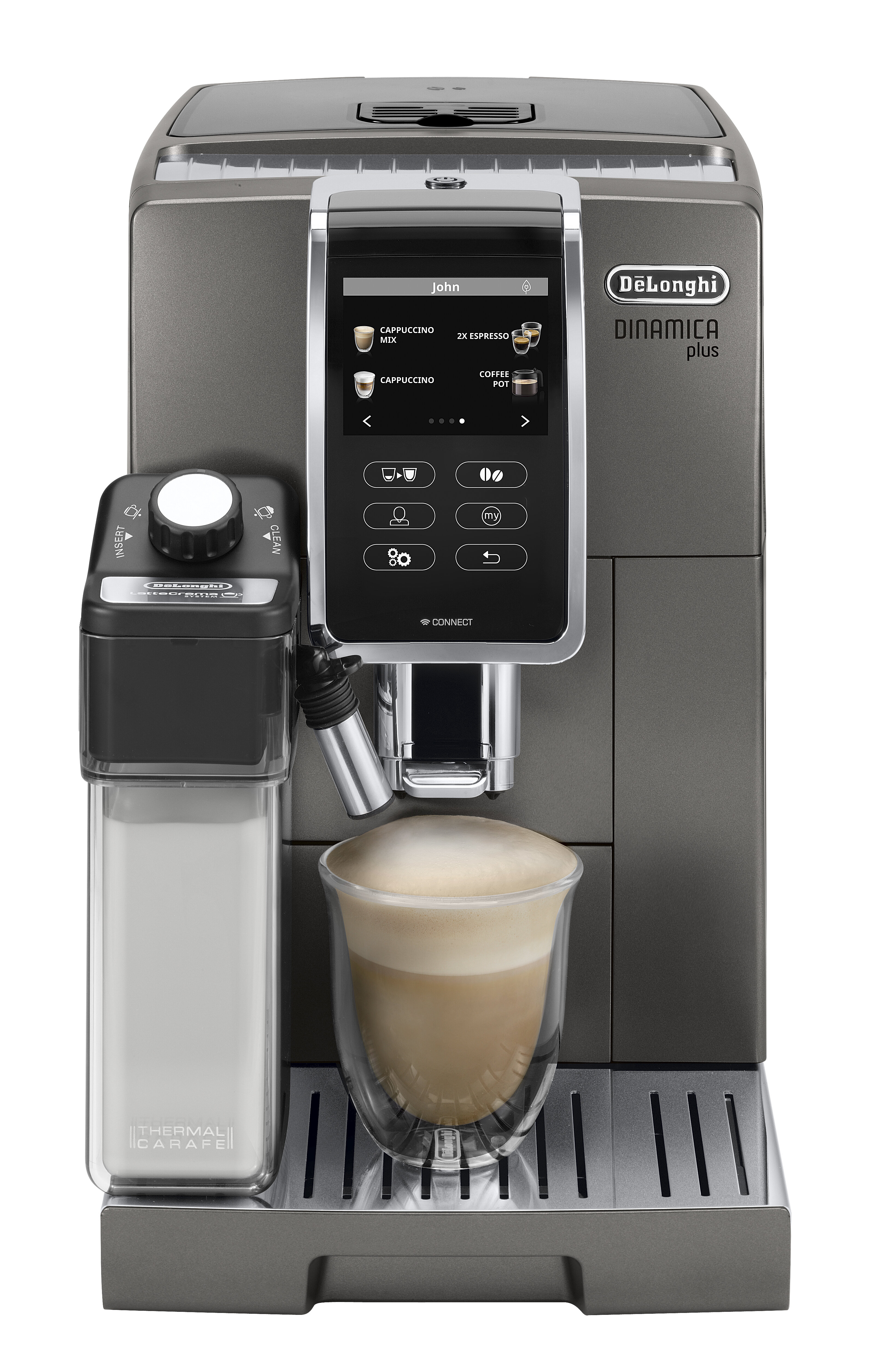 Delonghi, Dinamica & Milk Bean to Cup Coffee Machine, Grey