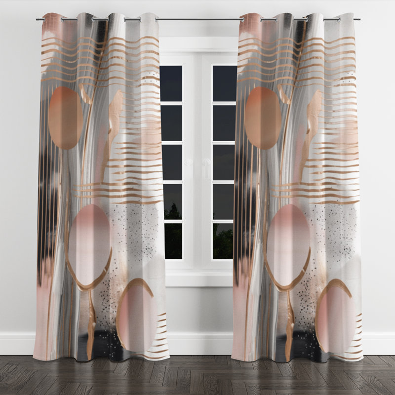 Andan - Rideau occultant avec œillets Modern Shapes - 1 panneau, L 52 po x L 63 po, Silver Grommets