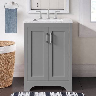 Moore 24'' Single Bathroom Vanity with Engineered Marble Top