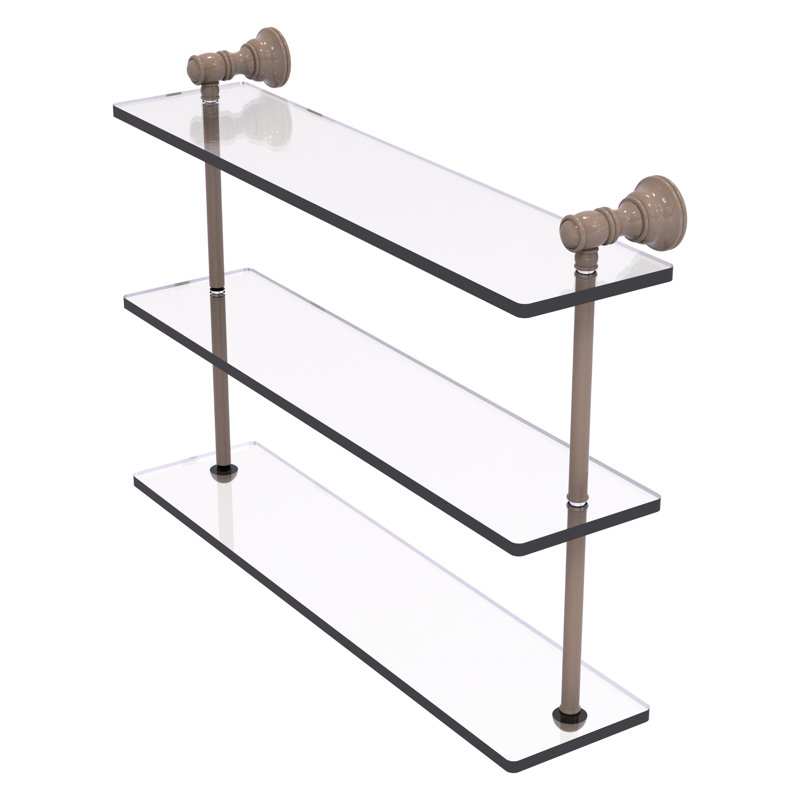 Freyja 3 Piece Glass with Towel Bar, 16" H x 16" W x 5.54" D, Shaded Beige
