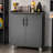 Heavy-Duty Metal Garage Storage Cabinet Sturdy Freestanding Broom Closet Tool Storage Cabinet-1668350428