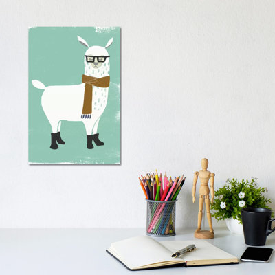 Bundle Up Llama I by June Erica Vess - Wrapped Canvas Print