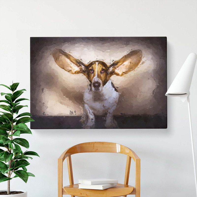 The Ears Of A Basset Hound Dog In Abstract - Wrapped Canvas Painting, 35cm H x 50cm W x 3cm D