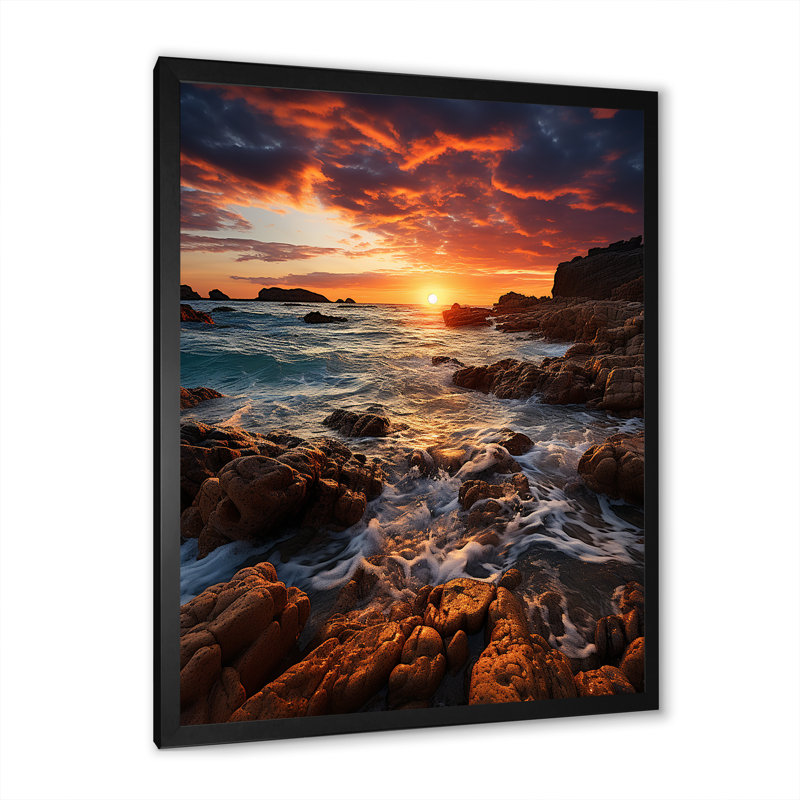 Espagne, coucher de soleil à Ibizas IV sur toile, Cadre photo noir, H 20 po x l 12 po x P 1 po