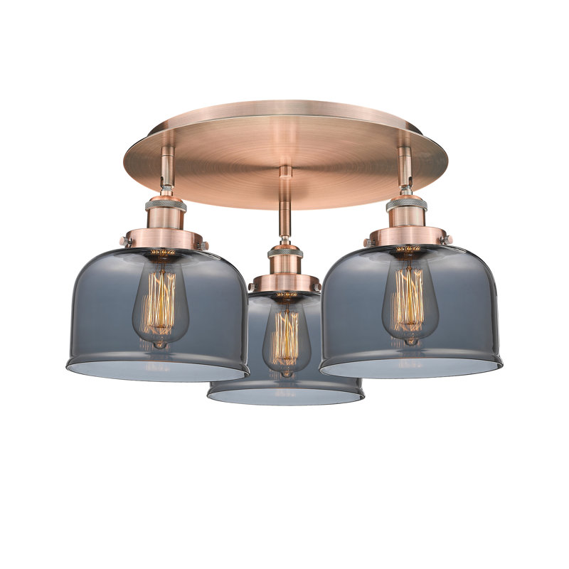 Plafonnier Bell, Cuivre antique, Plaqué couleur fumée
