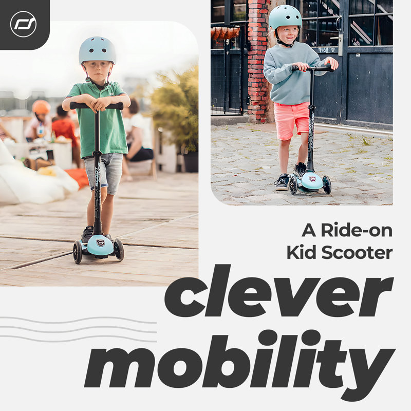 Scoot & Ride Stand-up Push Scooter for Children Ages 3-6, Highwaykick 3, Forest, Blue