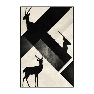 Machine Washable Ozgur Gazelle Antelope Modern Geometric Rug in Beige – Black Binding