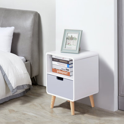 40cm W Engineered Wood Bedside Table