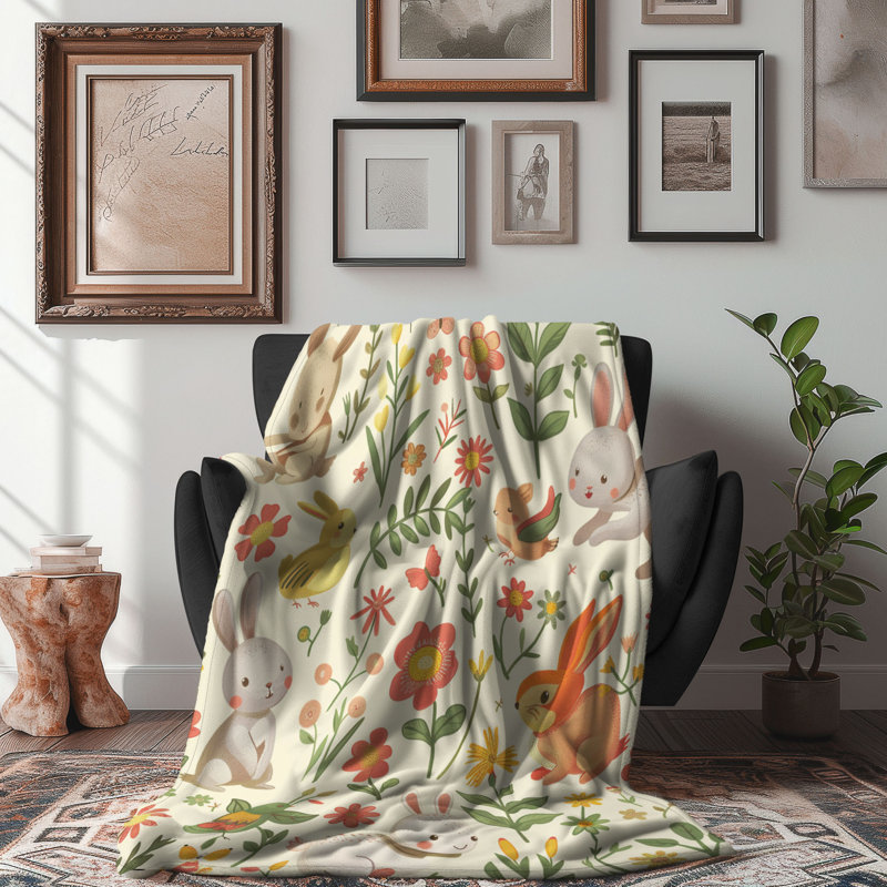 Bêtes de printemps - couverture sherpa de qualité supérieure 1 pièce, Lit simple