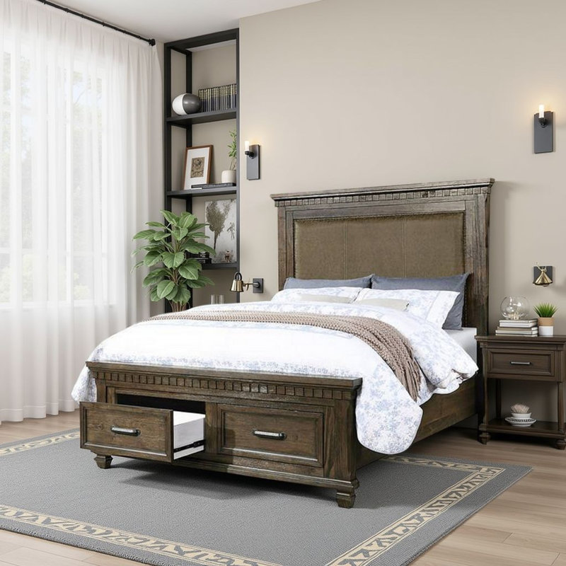 Kramlich Solid Wood Standard Bed with Drawers, Queen