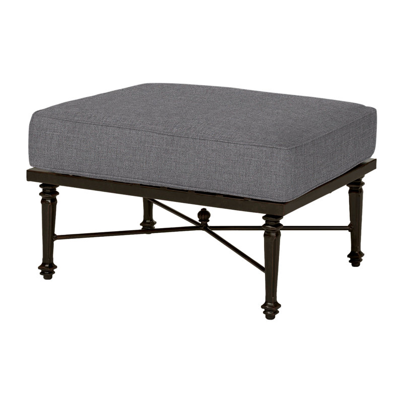 Grand Terrace Outdoor Ottoman, Cast Slate Sunbrella® Plainweave, Vintage