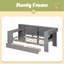 Lit plateforme en bois avec tablettes de rangement, tiroirs, station de charge, DEL, bureau et tête de lit tapissier-961031577-961031559