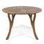 Table de salle à manger ronde en bois d'acacia avec finition et plateau à lattes résistant aux intempéries pour une utilisation intérieure et extérieure